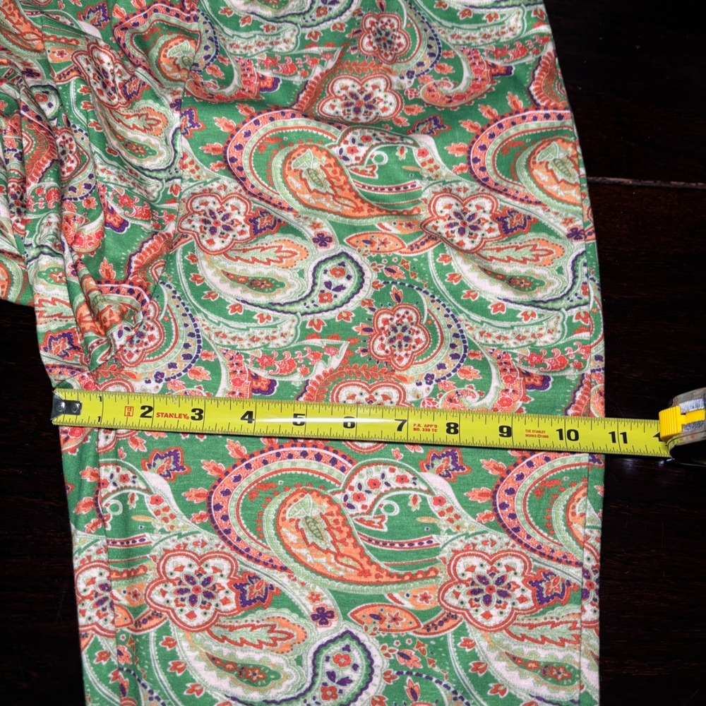 Natural Life Cali Knit Green Paisley Flare Leg Bell Bottom Large Retro Boho - Picture 8 of 12